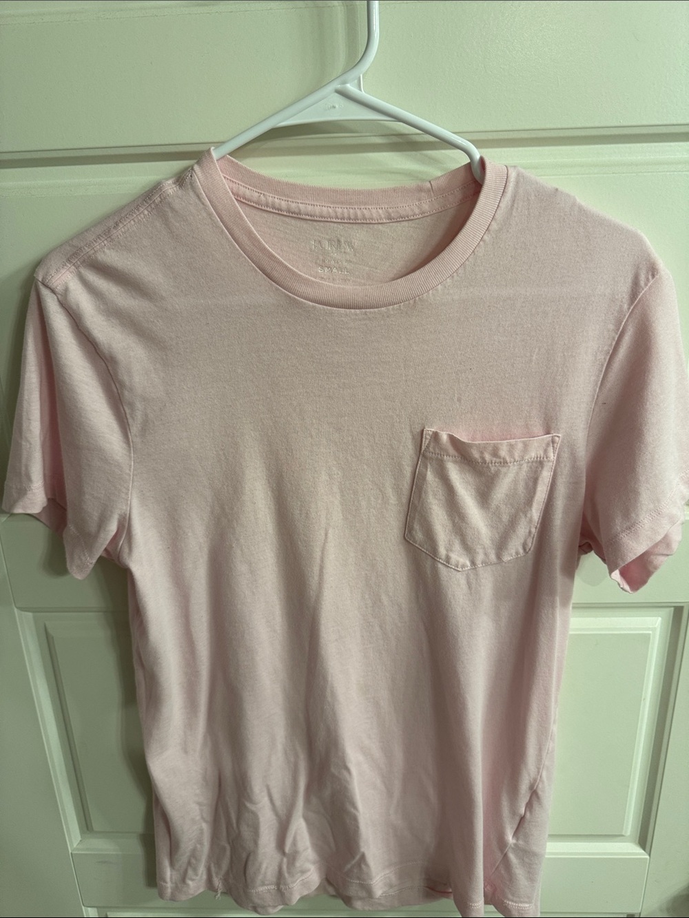 J. Crew Light Pink Crewneck Tee with Subtle Pocket Detail